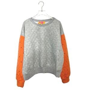 English Rose by Revolve Quilted Orange & Gray Sweatshirt Medium
